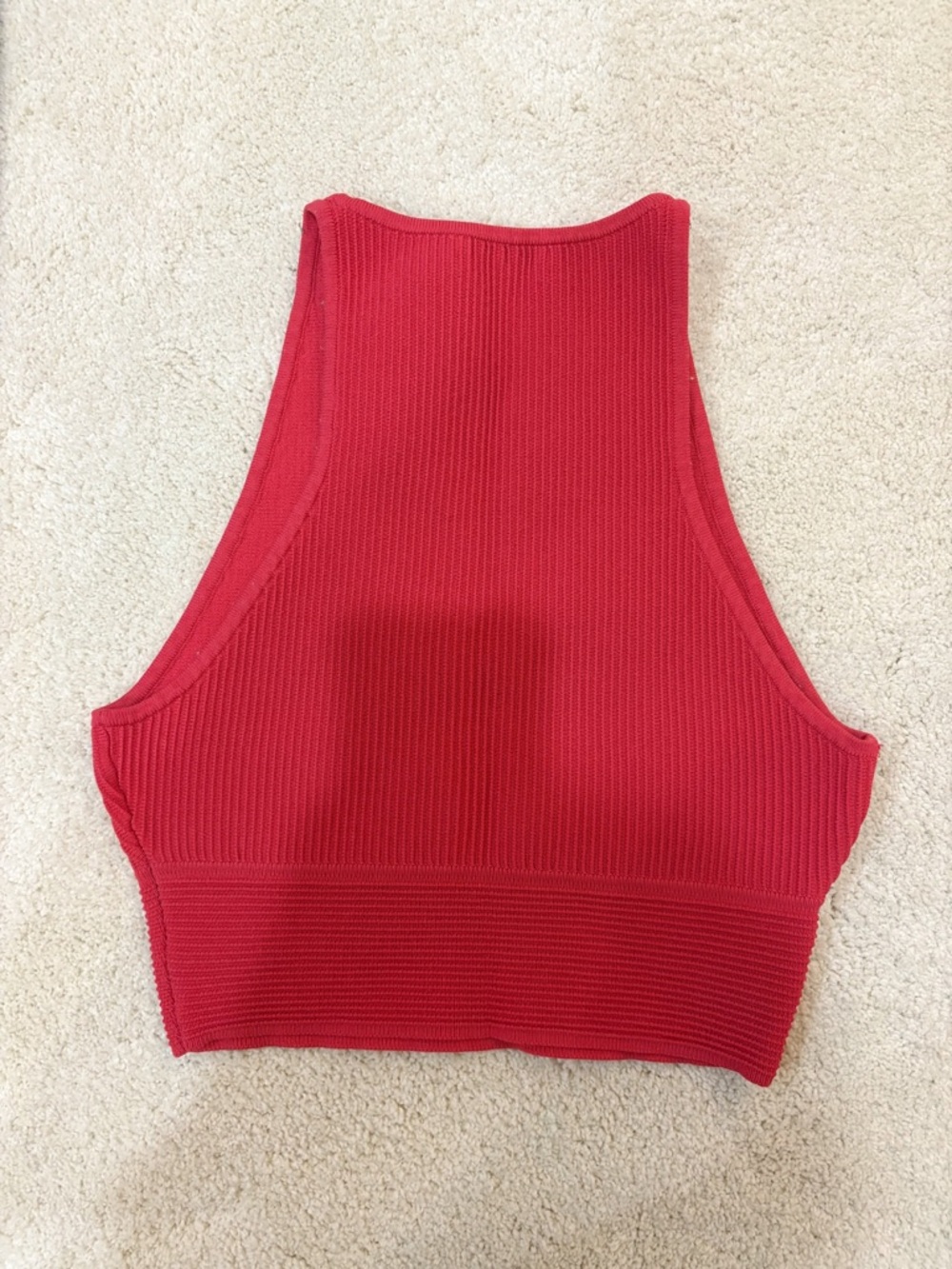 Aritzia Babaton Dark Pink Red Sleevless Ribbed Cropped Tank - Picture 5 of 8